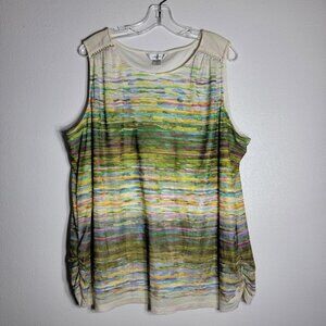 CJ Banks Green‎ Top Plus Size 2X Sleeveless Lined Pullover Stretch